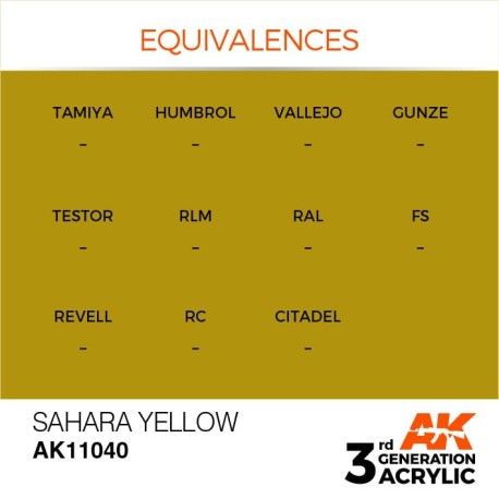 Acrílicos de 3rd Generación,  SAHARA  YELLOW  – STANDARD. Bote 17 ml. Marca Ak-Interactive. Ref: Ak11040.