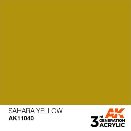 Acrílicos de 3rd Generación,  SAHARA  YELLOW  – STANDARD. Bote 17 ml. Marca Ak-Interactive. Ref: Ak11040.