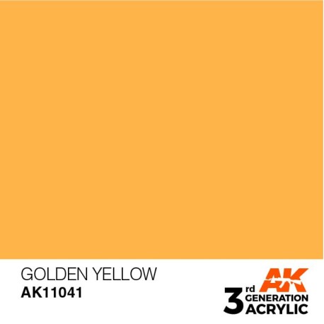 Acrílicos de 3rd Generación,  GOLDEN YELLOW  – STANDARD. Bote 17 ml. Marca Ak-Interactive. Ref: Ak11041.