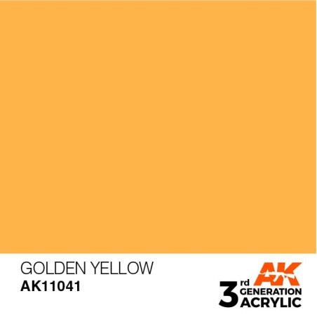 Acrílicos de 3rd Generación,  GOLDEN YELLOW  – STANDARD. Bote 17 ml. Marca Ak-Interactive. Ref: Ak11041.
