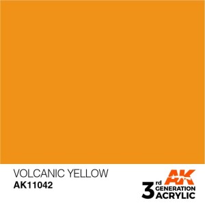 Acrílicos de 3rd Generación, VOLCANIC YELLOW – STANDARD. Bote 17 ml. Marca Ak-Interactive. Ref: Ak11042.