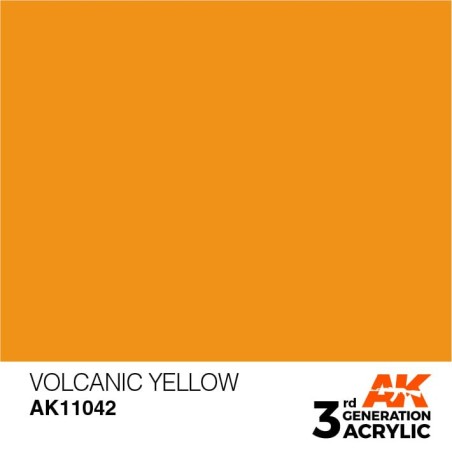 Acrílicos de 3rd Generación, VOLCANIC YELLOW – STANDARD. Bote 17 ml. Marca Ak-Interactive. Ref: Ak11042.