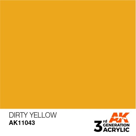 Acrílicos de 3rd Generación, DIRTY YELLOW – STANDARD. Bote 17 ml. Marca Ak-Interactive. Ref: Ak11043.