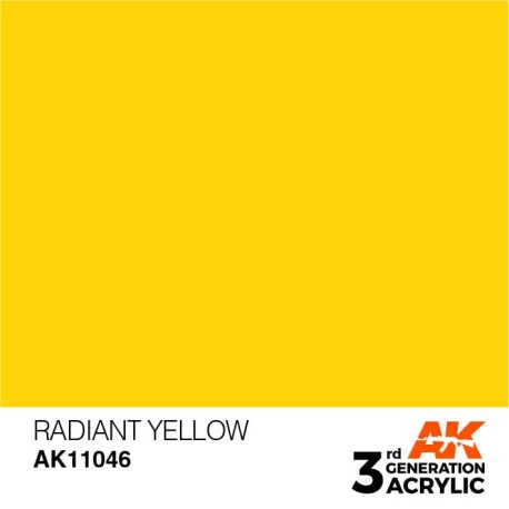 Acrílicos de 3rd Generación, RADIANT YELLOW – STANDARD. Bote 17 ml. Marca Ak-Interactive. Ref: Ak11046.