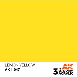 Acrílicos de 3rd Generación, LEMON YELLOW – STANDARD. Bote 17 ml. Marca Ak-Interactive. Ref: Ak11047.