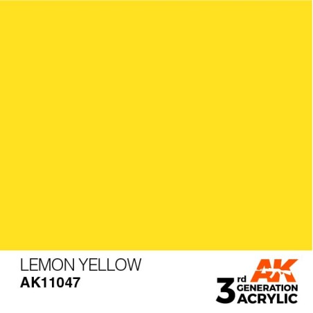Acrílicos de 3rd Generación, LEMON YELLOW – STANDARD. Bote 17 ml. Marca Ak-Interactive. Ref: Ak11047.