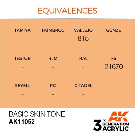 Acrílicos de 3rd Generación, BASIC SKIN TONE– STANDARD. Bote 17 ml. Marca Ak-Interactive. Ref: Ak11052.