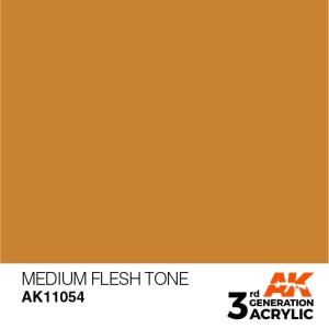 Acrílicos de 3rd Generación, MEDIUM FLESH TONE– STANDARD. Bote 17 ml. Marca Ak-Interactive. Ref: Ak11054.