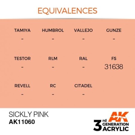 Acrílicos de 3rd Generación, SICKLY PINK– STANDARD. Bote 17 ml. Marca Ak-Interactive. Ref: Ak11060.