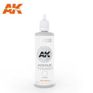 Acrílicos de 3rd, Thinner Acrylic, Diluyente Acrílico. Bote 100 ml. Marca Ak-Interactive. Ref: Ak11500.