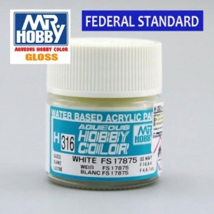 Mr.HOBBY AQUEOUS COLOR H316 - Blanco brillo FS17875. Bote 10 ml. Marca MR.Hobby. Ref: H316.