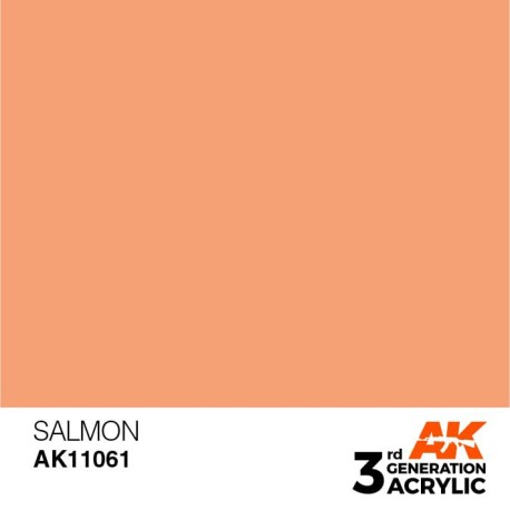 Acrílicos de 3rd Generación, SALMON– STANDARD. Bote 17 ml. Marca Ak-Interactive. Ref: Ak11061.