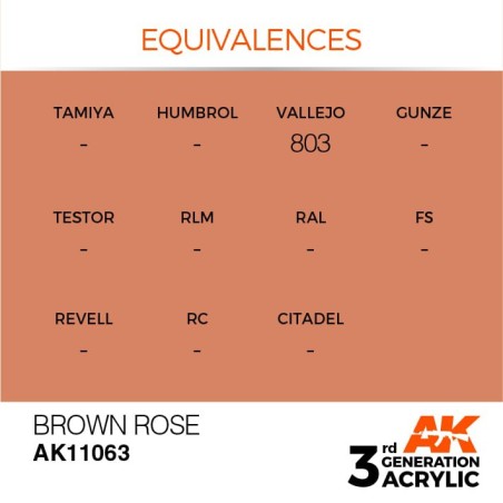 Acrílicos de 3rd Generación, BROWN ROSE– STANDARD. Bote 17 ml. Marca Ak-Interactive. Ref: Ak11063.