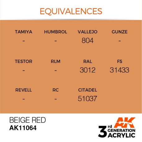 Acrílicos de 3rd Generación, BEIGE RED– STANDARD. Bote 17 ml. Marca Ak-Interactive. Ref: Ak11064.