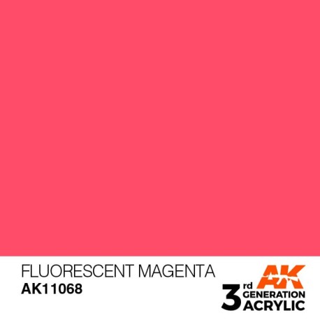 Acrílicos de 3rd Generación,FLUORESCENTE MAGENTA – STANDARD. Bote 17 ml. Marca Ak-Interactive. Ref: Ak11068.