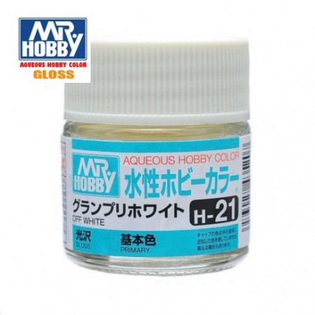 Mr.HOBBY AQUEOUS COLOR, Blanco Hueso brillo. Bote 10 ml. Marca MR.Hobby. Ref: H21.