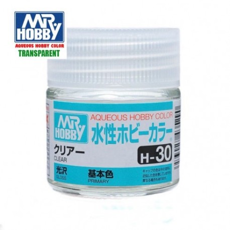 Mr.HOBBY AQUEOUS COLOR, Barniz transparente brillo. Bote 10 ml. Marca MR.Hobby. Ref: H30.