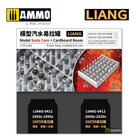 Model Soda Cans + Cardboard Boxes 2000s-2020s. Marca Liang. Ref: LIANG-0412.