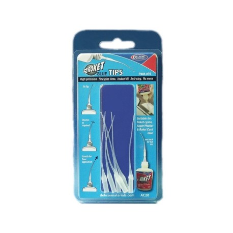 Roket Glue Tips, Canulas de recambio. 6uds. Marca Deluxe. Ref: AC20.