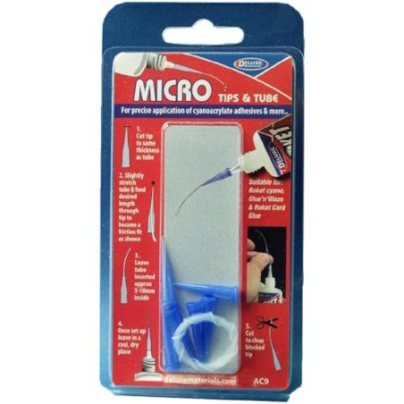 Micro Tips & Tube, Recambio de canulas y tubo. 6uds canulas. Marca Deluxe. Ref: AC9.