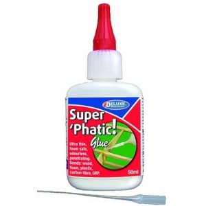 Super 'Phatic, Adhesivo para foam, madera, fibra de carbono. Bote 50ml. Marca Deluxe. Ref:  AD21.