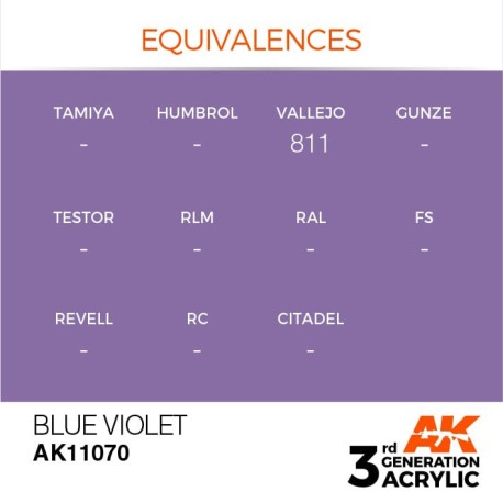 Acrílicos de 3rd Generación, BLUE VIOLET  – STANDARD. Bote 17 ml. Marca Ak-Interactive. Ref: Ak11070.