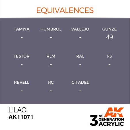 Acrílicos de 3rd Generación, LILAC  – STANDARD. Bote 17 ml. Marca Ak-Interactive. Ref: Ak11071.