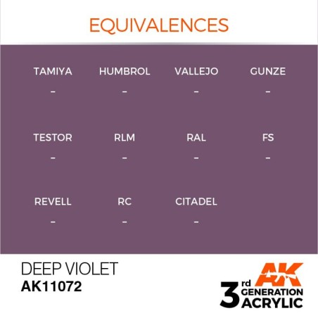 Acrílicos de 3rd Generación, DEEP VIOLET  – STANDARD. Bote 17 ml. Marca Ak-Interactive. Ref: Ak11072.