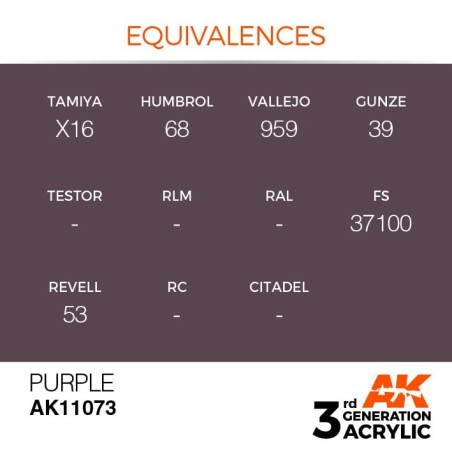 Acrílicos de 3rd Generación, PURPLE  – STANDARD. Bote 17 ml. Marca Ak-Interactive. Ref: Ak11073.
