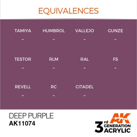 Acrílicos de 3rd Generación, DEEP  PURPLE  – STANDARD. Bote 17 ml. Marca Ak-Interactive. Ref: Ak11074.