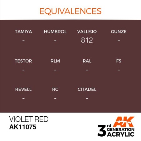 Acrílicos de 3rd Generación, VIOLET RED  – STANDARD. Bote 17 ml. Marca Ak-Interactive. Ref: Ak11075.