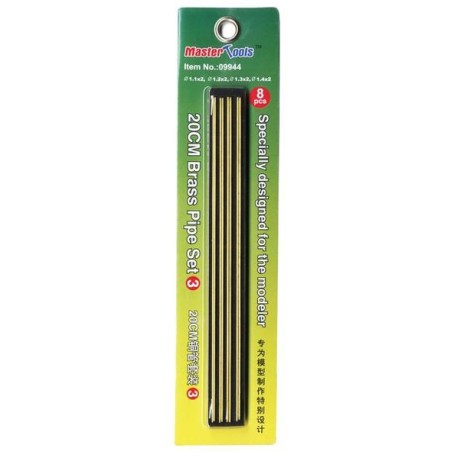 Tubos de latón Set Nº3, longitud 20cm, 8 piezas. Marca Trumpeter. Ref: 09944.