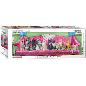 Kitty Cat Couch. Puzzle panorámico, 1000 pz. Marca Eurographics. Ref: 6010-5629.