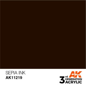 Acrílicos de 3rd Generación, SEPIA INK  . Bote 17 ml. Marca Ak-Interactive. Ref: Ak11219.
