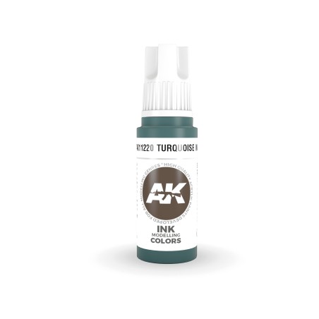 Acrílicos de 3rd Generación, TURQUOISE INK  . Bote 17 ml. Marca Ak-Interactive. Ref: Ak11220.