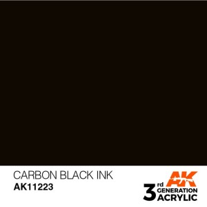 Acrílicos de 3rd Generación, CARBON BLACK - INK  . Bote 17 ml. Marca Ak-Interactive. Ref: Ak11223.