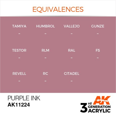 Acrílicos de 3rd Generación, PURPLE - INK  . Bote 17 ml. Marca Ak-Interactive. Ref: Ak11224.