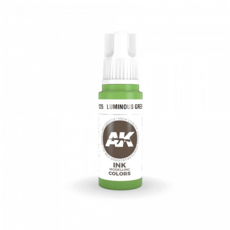 Acrílicos de 3rd Generación, LUMINOUS GREEN - INK  . Bote 17 ml. Marca Ak-Interactive. Ref: Ak11225.
