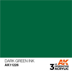 Acrílicos de 3rd Generación, DARK GREEN - INK  . Bote 17 ml. Marca Ak-Interactive. Ref: Ak11226.