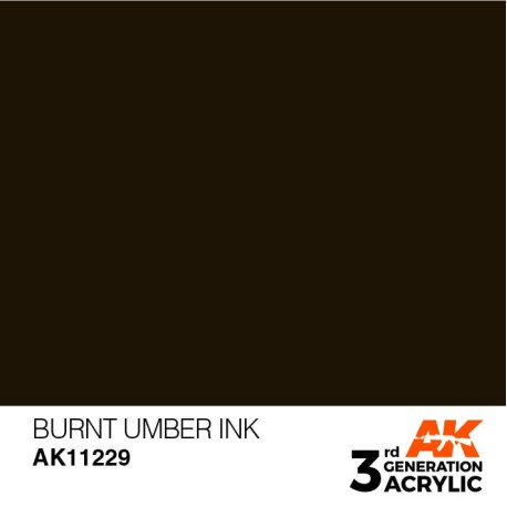 Acrílicos de 3rd Generación, BURNT UMBER - INK  . Bote 17 ml. Marca Ak-Interactive. Ref: Ak11229.