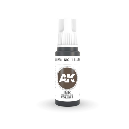 Acrílicos de 3rd Generación, NIGHT BLUE - INK  . Bote 17 ml. Marca Ak-Interactive. Ref: Ak11228.