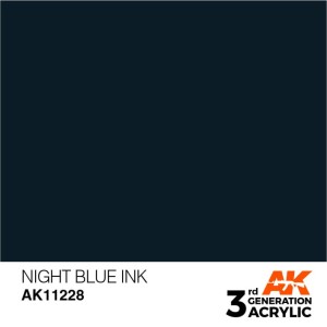 Acrílicos de 3rd Generación, NIGHT BLUE - INK  . Bote 17 ml. Marca Ak-Interactive. Ref: Ak11228.