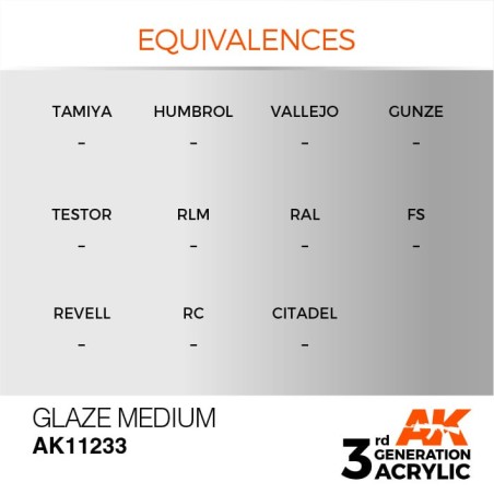 Acrílicos de 3rd, GLAZE  MEDIUM -AUXILIARY . Bote 17 ml. Marca Ak-Interactive. Ref: Ak11233.