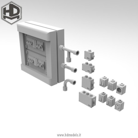 Elementos eléctricos civiles de exterior. Escala 1:35. Marca Macone. Ref: HDM35017.