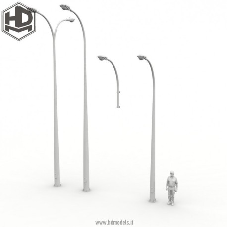 Farola moderna doble de calle. Escala 1:35. Marca Macone. Ref: HDM35037.