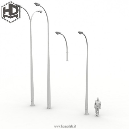 Farola moderna doble de calle. Escala 1:35. Marca Macone. Ref: HDM35037.