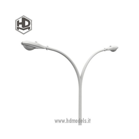 Farola moderna doble de calle. Escala 1:35. Marca Macone. Ref: HDM35037.