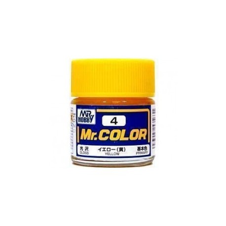 Mr.HOBBY AQUEOUS COLOR, Amarillo Gelb brillo. Bote 10 ml. Marca MR.Hobby. Ref: H4.