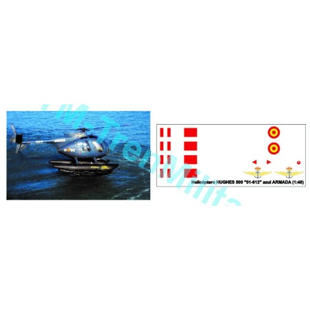 Calcas  Helicóptero HUGHES 500 "01-612", decoración "azul ARMADA". Escala 1:48. Marca Trenmilitaria. Ref: 000_5852.