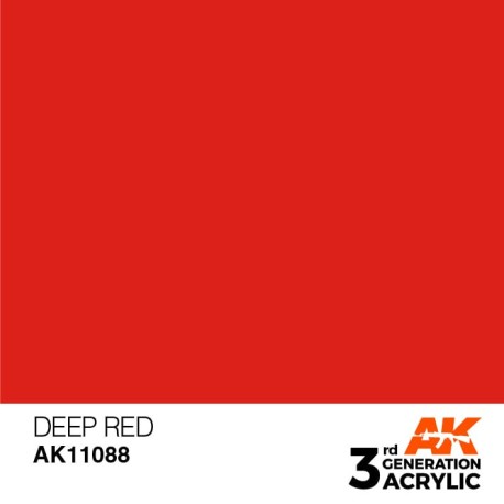 Acrílicos de 3rd Generación, DEEP RED  – STANDARD. Bote 17 ml. Marca Ak-Interactive. Ref: Ak11088.